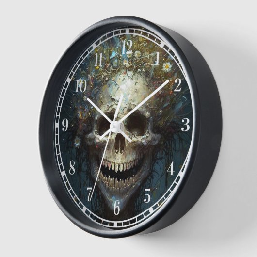 Creepy Skull Gothic Dark Fantasy Art Clock Uhr (Winkel)