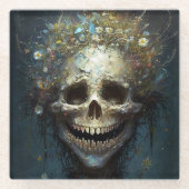 Creepy Skull Gothic Dark Fantasy Art Glass Unterse Glasuntersetzer (Vorderseite)