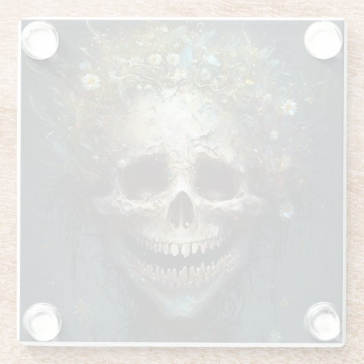 Creepy Skull Gothic Dark Fantasy Art Glass Unterse Glasuntersetzer (Rückseite)