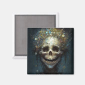 Creepy Skull Gothic Dark Fantasy Art Magnet (Vorderseite/Rückseite)