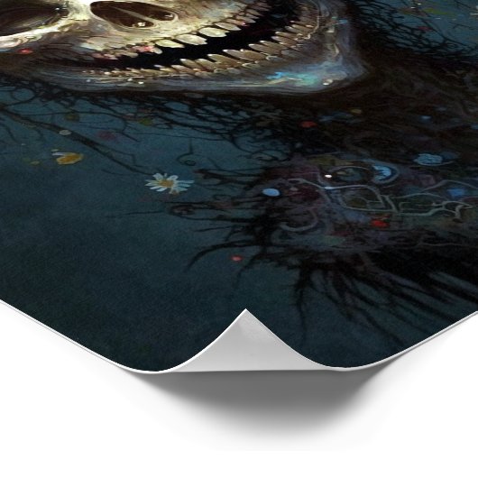 Creepy Skull Gothic Dark Fantasy Art Poster (Ecke)
