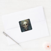 Creepy Skull Gothic Dark Fantasy Art Square Sticke Quadratischer Aufkleber (Umschlag)