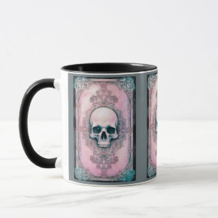 Creepy Skull Green und Pink Halloween Tasse