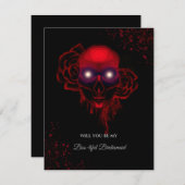 Creepy Skull Halloween Bridesmaid Vorschlag Card Einladung (Vorne/Hinten)
