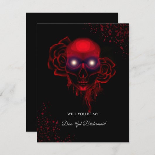 Creepy Skull Halloween Bridesmaid Vorschlag Card Einladung (Vorne/Hinten)