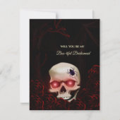 Creepy Skull Halloween Bridesmaid Vorschlag Card Einladung (Vorderseite)
