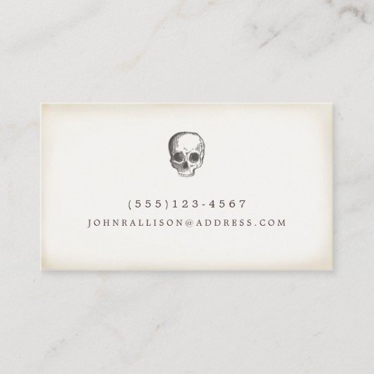 Creepy Skull Halloween Telefonnummerkarte (Vorderseite)