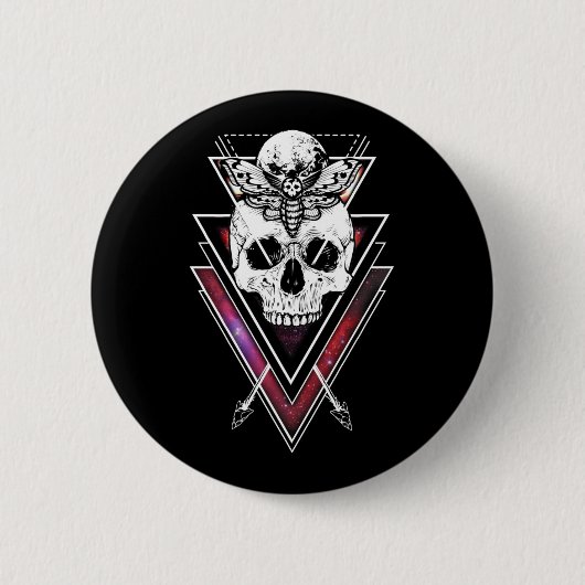 Creepy Skull Moon Moth Pastel Goth Button (Vorderseite)
