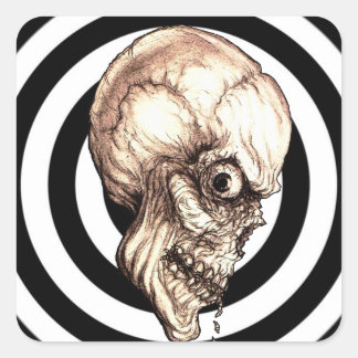 CREEPY SKULL QUADRATISCHER AUFKLEBER