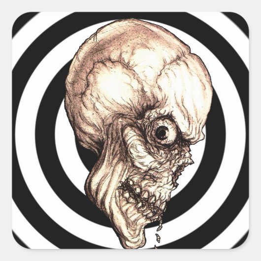 CREEPY SKULL QUADRATISCHER AUFKLEBER (Vorderseite)