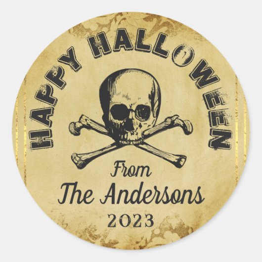 Creepy Skull Spiders Gothic-Halloween-Party Runder Aufkleber (Vorderseite)