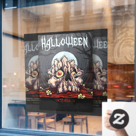 Creepy Skull und Zombie Claw Halloween Fensteraufkleber