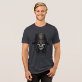Creepy Skull Witch with Glowing Eyes Art Tri-Blend Shirt (Vorderseite voll)
