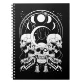 Creepy Skulls Crescent Gothic Moon Phases Schlange Notizblock (Vorderseite)