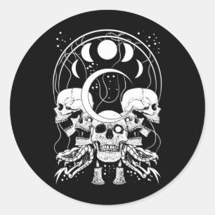Creepy Skulls Crescent Gothic Moon Phases Schlange Runder Aufkleber