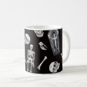 Creepy Skulls: Halloween-Wasserfarbenmuster Kaffeetasse (VorderseiteRechts)