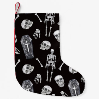 Creepy Skulls: Halloween-Wasserfarbenmuster Kleiner Weihnachtsstrumpf