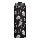 Creepy Skulls: Halloween-Wasserfarbenmuster Thermosbecher (Vorderseite)