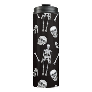 Creepy Skulls: Halloween-Wasserfarbenmuster Thermosbecher