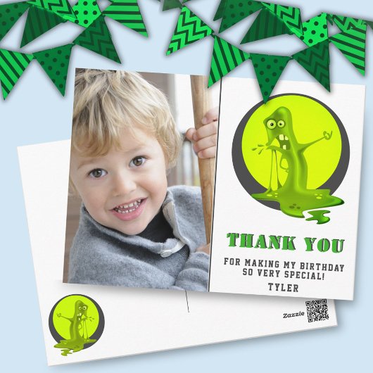 Creepy Slime Monster Geburtstag Foto Vielen Dank Postkarte