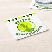 Creepy Slime Monster Kid's Name Happy Birthday Rechteckiger Pappuntersetzer (angewinkelt)