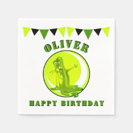 Creepy Slime Monster Kid's Name Happy Birthday Serviette