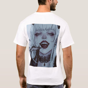 Creepy Smile Anime Girl mit White Hair T - Shirt