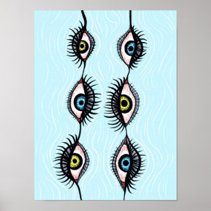 Creepy sonderbare Augen-Girlanden-coole Surreal Poster