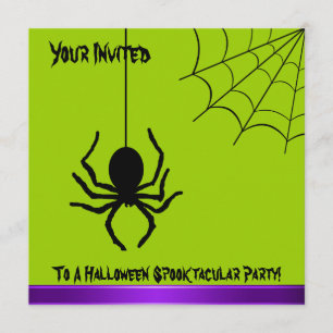 Creepy Spider Green Halloween-Party Einladung