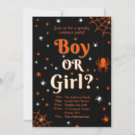 Creepy Spider Halloween Gender Reveal Baby Dusche Einladung