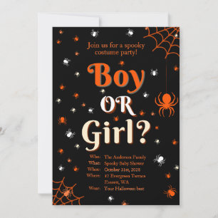 Creepy Spider Halloween Gender Reveal Baby Dusche Einladung