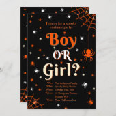 Creepy Spider Halloween Gender Reveal Baby Dusche Einladung (Vorne/Hinten)