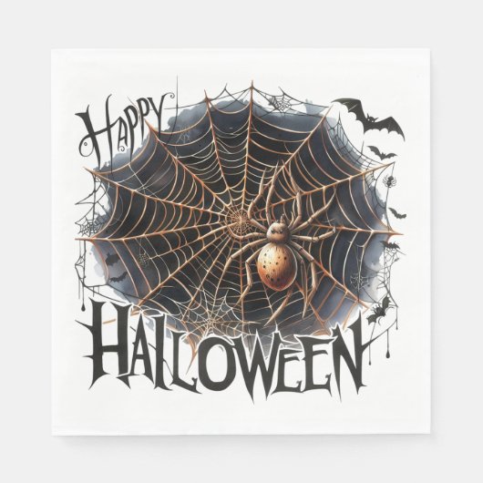 Creepy Spider Web Halloween Paper Napkin Serviette (Vorderseite)