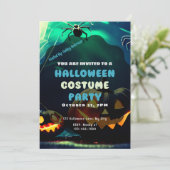 Creepy Spiders Jack-O' Lanterns Vintages Halloween Einladung (Stehend Vorderseite)