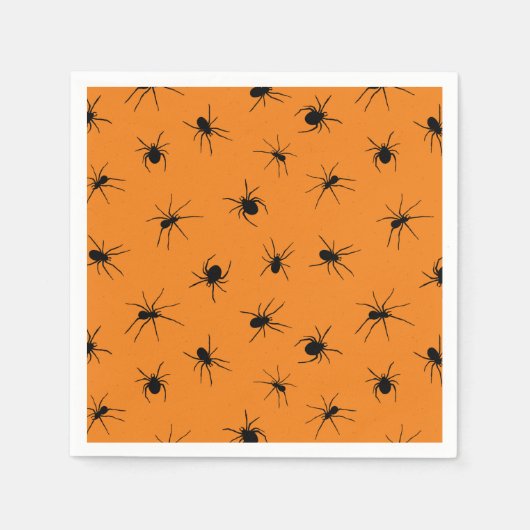 Creepy Spiders Orange Halloween-Party Serviette (Vorderseite)