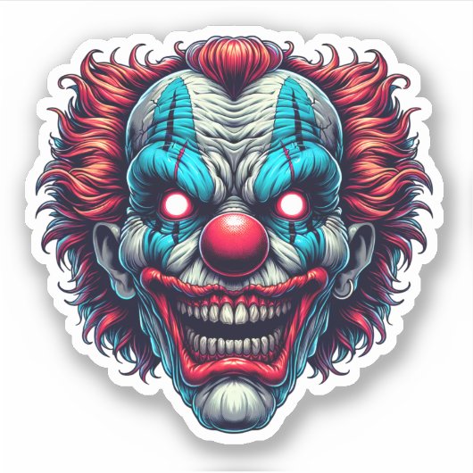 Creepy Spooky Clown Face Halloween Farben Aufkleber (Vorderseite)