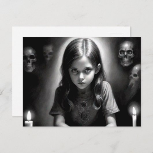 Creepy Spooky Girl Postkarte (Vorne/Hinten)