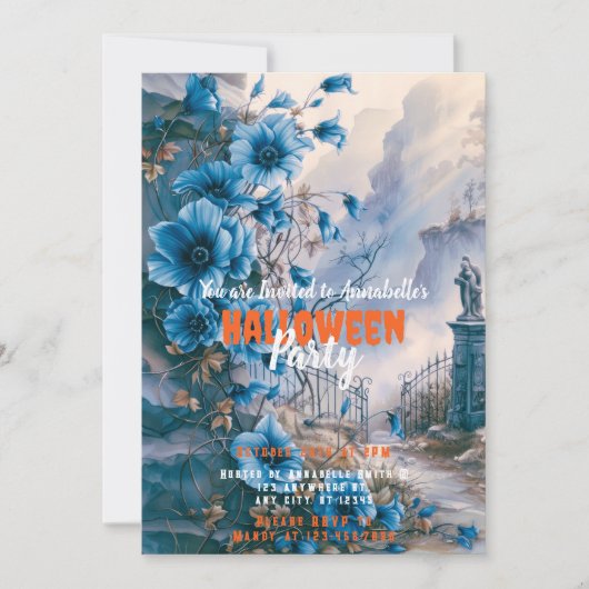 Creepy Spooky Graveyard Friedhof Halloween-Party Einladung (Vorderseite)