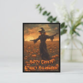 Creepy Spooky Halloween Scarecrow Postcard Postkarte (Stehend Vorderseite)