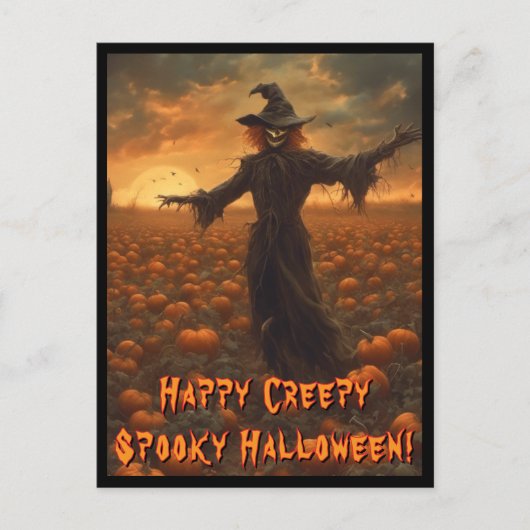 Creepy Spooky Halloween Scarecrow Postcard Postkarte (Vorderseite)