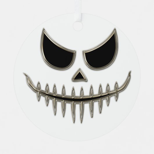 Creepy Spooky Halloween Skeleton Face Party Ornament Aus Metall (Vorderseite)