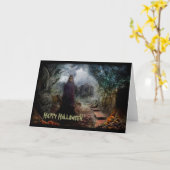 Creepy Spuk Haus und sein Geist-Inhaber - makaber Karte (Gelbe Blume)