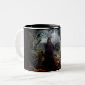 Creepy Spuk Haus und sein Geist-Inhaber - makaber Zweifarbige Tasse (Vorderseite Links)