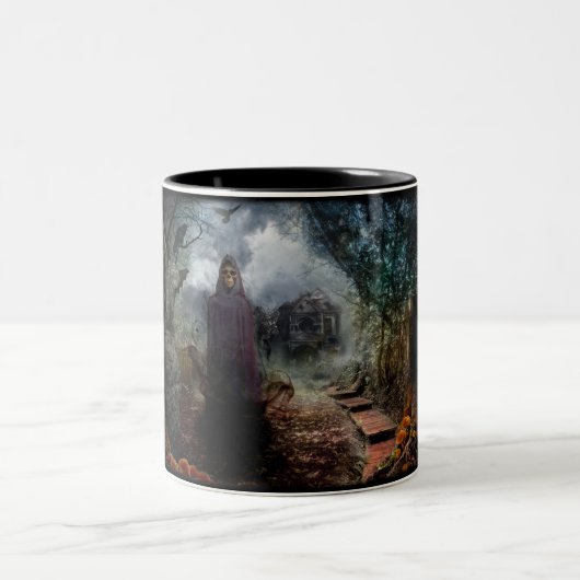 Creepy Spuk Haus und sein Geist-Inhaber - makaber Zweifarbige Tasse (Mittel)