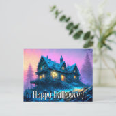 Creepy Spuk House | Frohe Halloween Postkarte (Stehend Vorderseite)