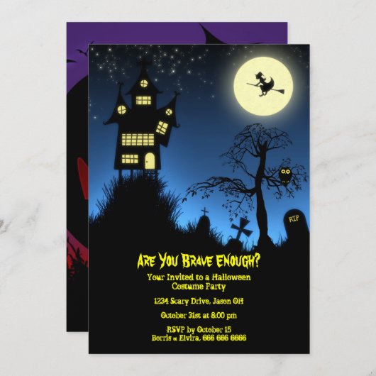 Creepy Spuk House Halloween-Party Einladung (Vorne/Hinten)