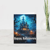 Creepy Spuk House Happy Halloween Karte (Vorderseite)