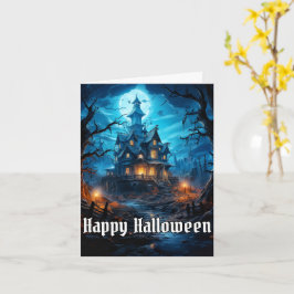 Creepy Spuk House Happy Halloween Karte