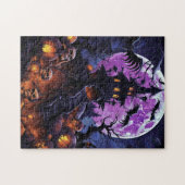 Creepy Spuk House Lila Halloween-Party Puzzle (Horizontal)