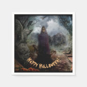 Creepy Spuk House und sein Geist - Hallowen Serviette (Vorderseite)